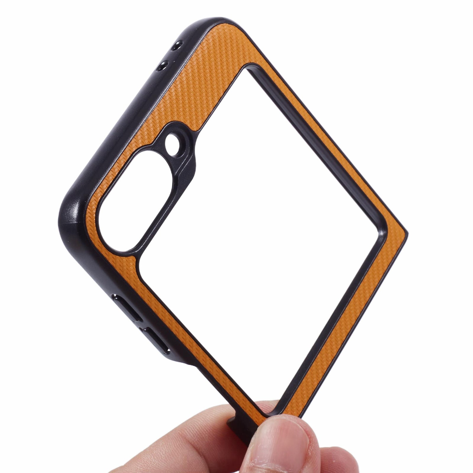 X-LEVEL Phone Case for Samsung Galaxy Z Flip6 5G Carbon Fiber Texture PU Leather+PC Phone Cover - Orange X-LEVEL Phone Case for Samsung Galaxy Z Flip6 5G Carbon Fiber Texture PU Leather+PC Phone Cover - Orange